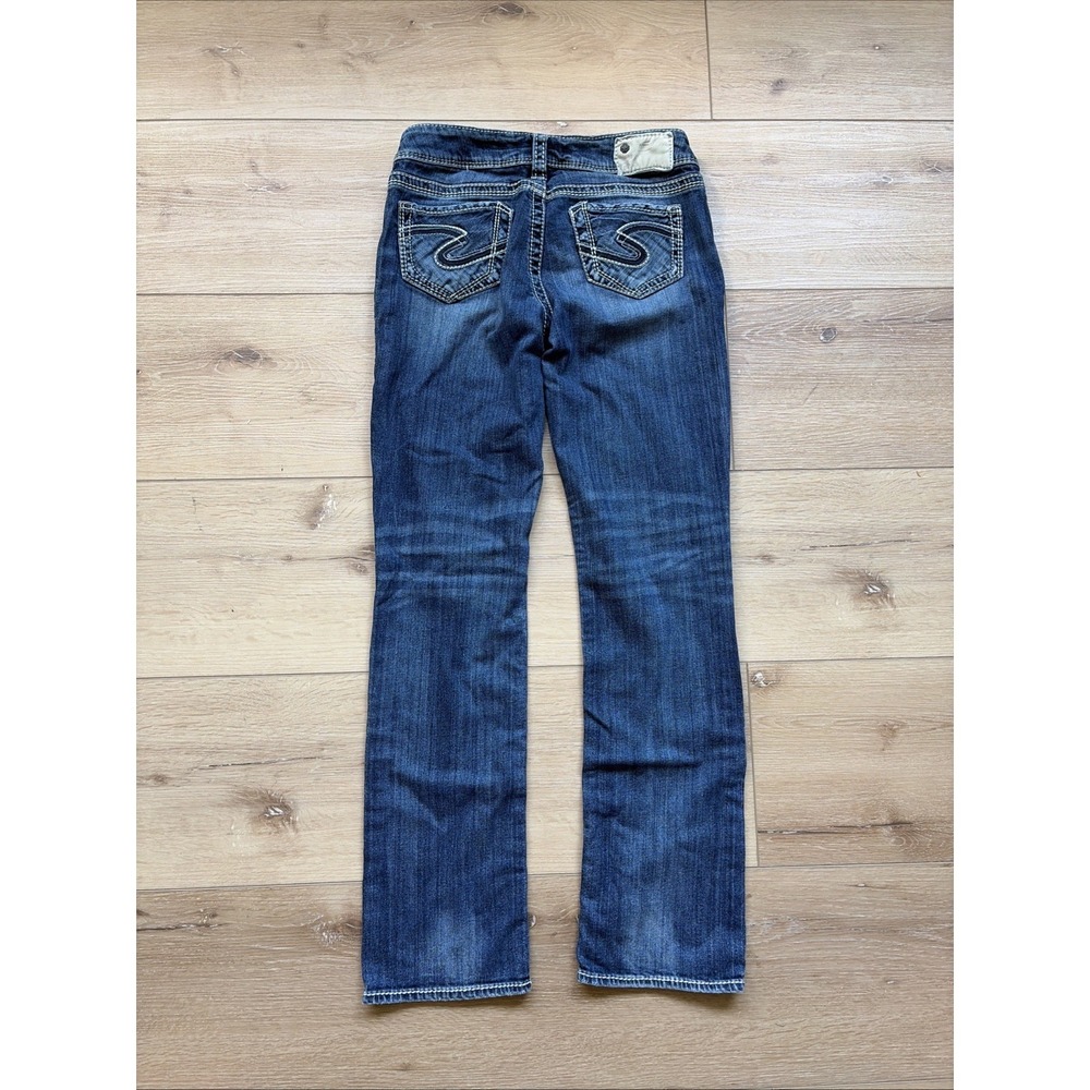 Silver Jean Co Suki Straight Denim Women's Jeans W29/L32 (30) Dark Blue Stretch - Picture 8 of 9